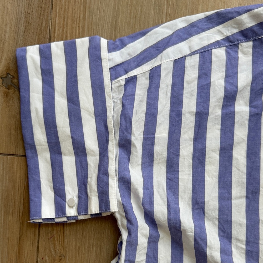Banana Republic Women Blue White Striped Cotton Popover Shirt Dress XS S - Picture 3 of 6